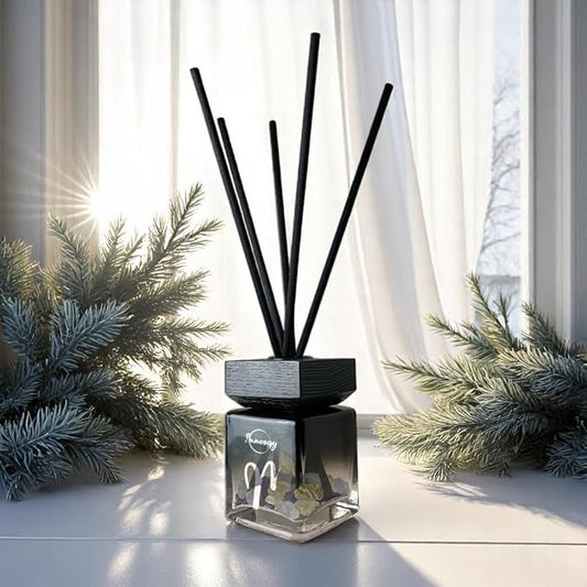 Innergy Aries Zodiac Crystal-Infused Reed Diffuser – 100ml Aromatherapy Essential Oil Diffuser for Home – Long-Lasting Scent, Natural Crystal Energy for Relaxation & Balance