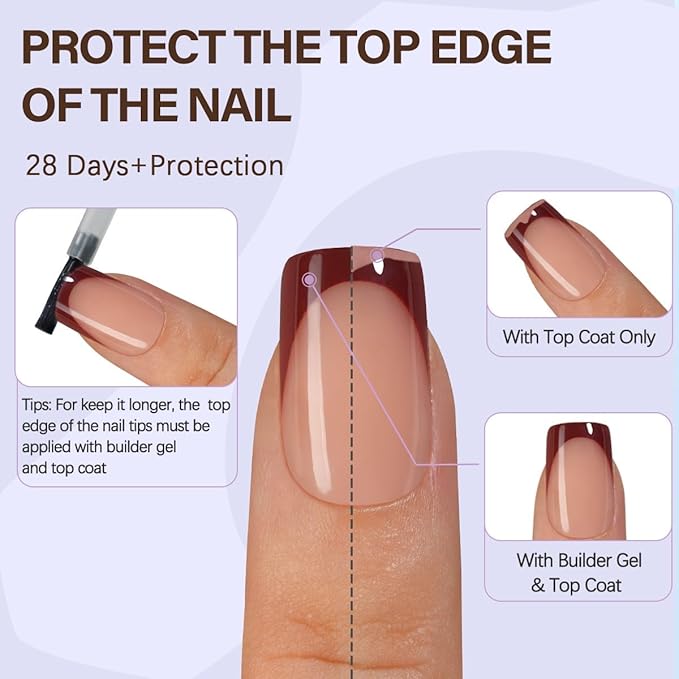 Misssix XBASICTIPS French Tip Press On Nails, 150Pcs French Gel Nail Tips Short Square, Soft Gel Pre-shaped No Need to File 3 in 1 Tips, Fake Nails for Nail Art DIY Extension Designs 15 Sizes