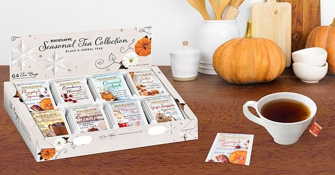 Bigelow Tea Seasonal Collection, Variety Gift Box Sampler, 64 Tea Bags, (Pack of 2)