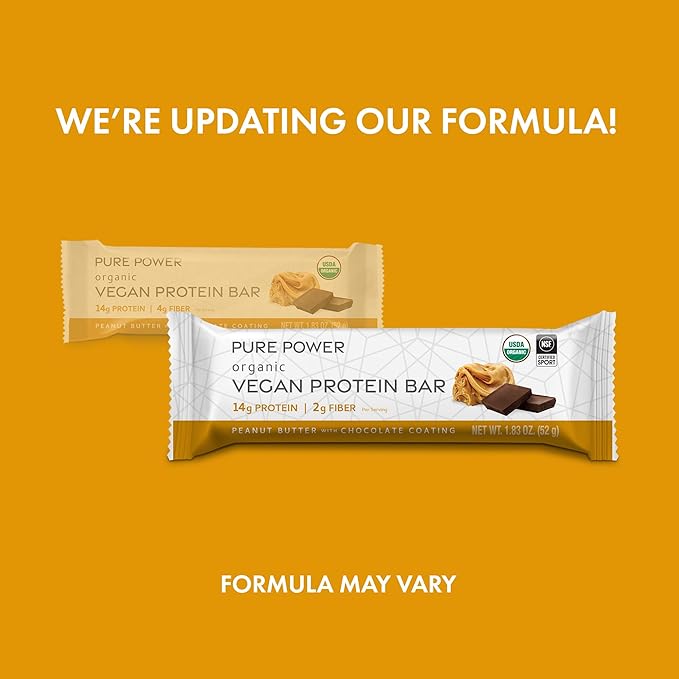 Dr. Mercola Pure Power Peanut Butter Protein Bars, 12 Servings, non GMO, Soy Free, Gluten Free, Vegan Protein Bars
