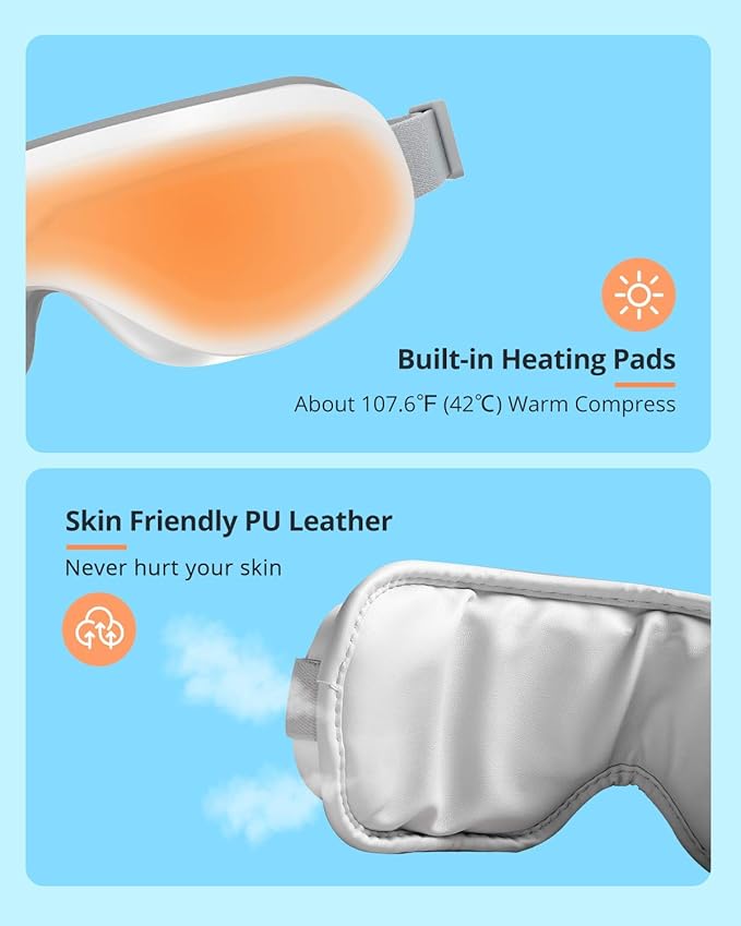 Eye Massager with Heat, Heated Eye Mask with Bluetooth Music, Face Massager, Mask for Migraine & Headache Relief, Improved Sleep, Birthday Gifts for Mom Dad Women Men Her Him