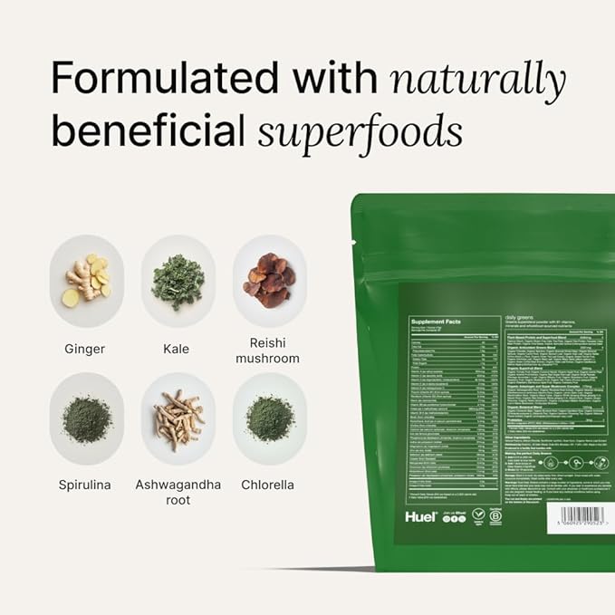 Huel Daily Greens Peach Passionfruit | Superfood Greens Powder | 91 Vitamins, Minerals, and Wholefood-Sourced Ingredients | Adaptogens, Antioxidants, Gut-Friendly Probiotics | 30 Servings