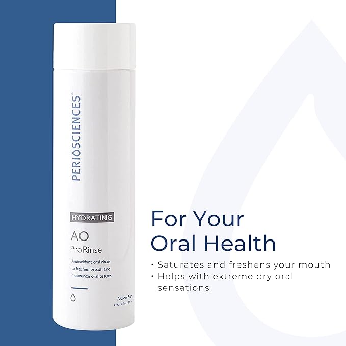 PerioSciences AO ProRinse Hydrating Oral Rinse with Antioxidants – Moisturizing Mouth Rinse for Gum Health & Oral Care – Fluoride-Free Mouthwash for Dry Mouth Sensations (10 Fl Oz / 300ml)