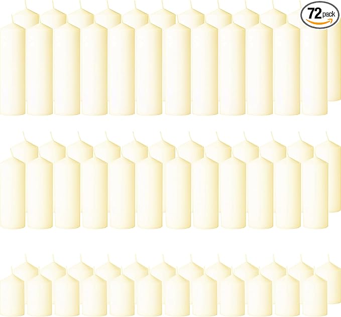 72 Pack Ivory Pillar Candles Bulk Set, 2x3 2x6 2x8 Inch - 24 Each Size, Dripless Smokeless Clean Burning for Wedding Centerpieces, Home Decor, Church, Romantic Ambiance！