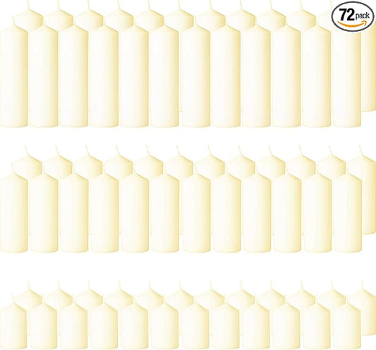 72 Pack Ivory Pillar Candles Bulk Set, 2x3 2x6 2x8 Inch - 24 Each Size, Dripless Smokeless Clean Burning for Wedding Centerpieces, Home Decor, Church, Romantic Ambiance！