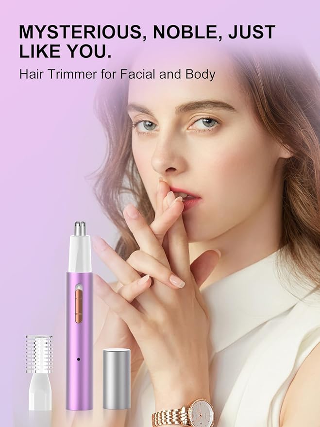 Nose Hair and Eyebrow Trimmer for Women Men,2025 Rechargeable 2 in 1 Facial Hair Trimmer, Painless Ear Hair Trimmer with Powerful Motor and Dual-Edge Blades,Perfect for Face
