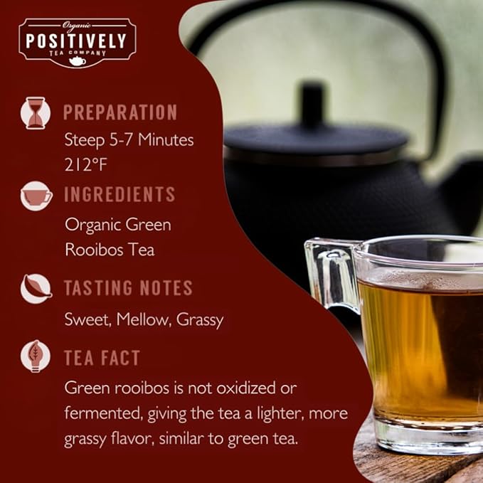 Organic Positively Tea Company, South African Green Rooibos Tea, Loose Leaf, 4 Ounce