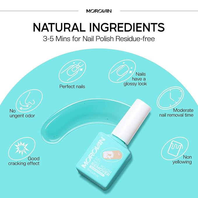 Morovan Gel Nail Polish Remover: Professional Gel Polish Remover for Nails Quickly & Easily & Effectively Remove Gel Polish in 5 Minutes No Need Soaking or Wrapping