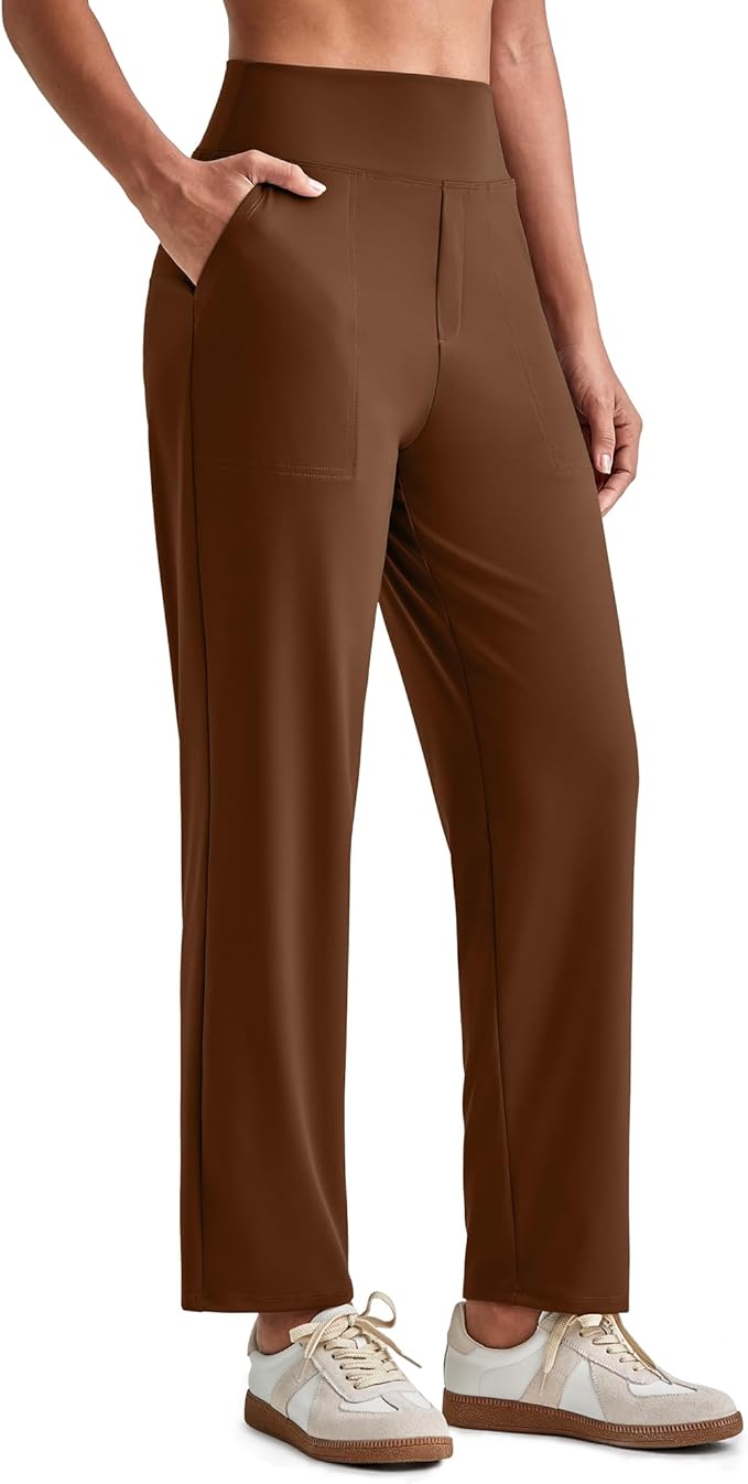 G4Free ShiftReady Womens Ankle Dress Yoga Pants with Pockets Stretchy Business Casual Slacks Work Trousers Travel Pant