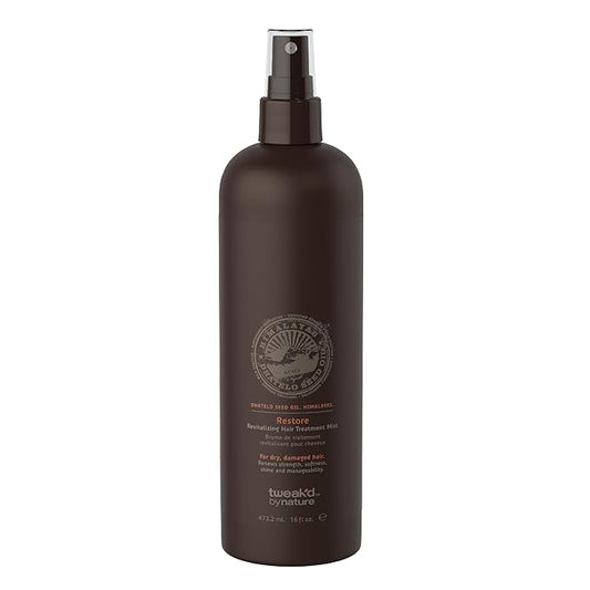 Tweak’d by Nature - Restore Revitalizing Hair Treatment Mist, Heat Protectant for Hair Spray, Leave In Treatment with Argan Oil for Healthy Shine, Sulfate Free, Paraben Free (16oz)