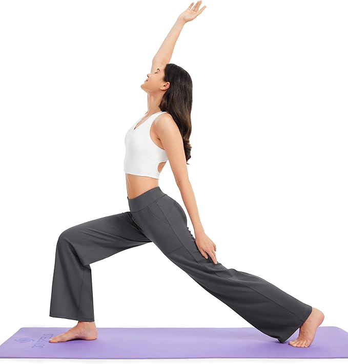 AFITNE Womens Wide Leg Yoga Pants with Pockets High Waist Stretch Dress Casual Pants Loose Lounge Sweatpants 28"/30"/32"