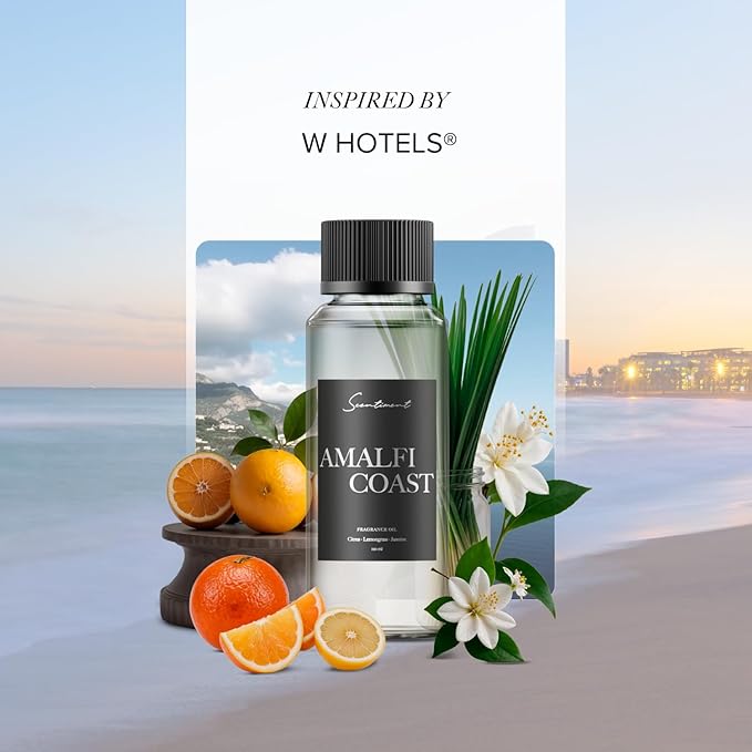 Scentiment Diffuser Oil - Amalfi Coast | Aromatherapy Fragrance | Inspired by W Hotels® | Notes of Bergamot, Lemongrass, Jasmine, Lily, Magnolia & Koa Wood (120 mL)