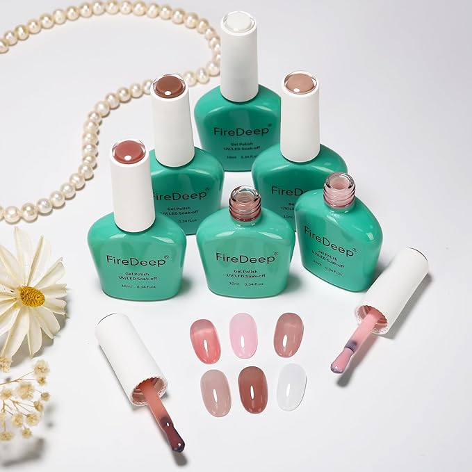 10ml Hema-Free Transparent Jelly Gel Nail Polish Set 6 Colors Sheer Nude Milky White Pink Art DIY Salon Gift for Women