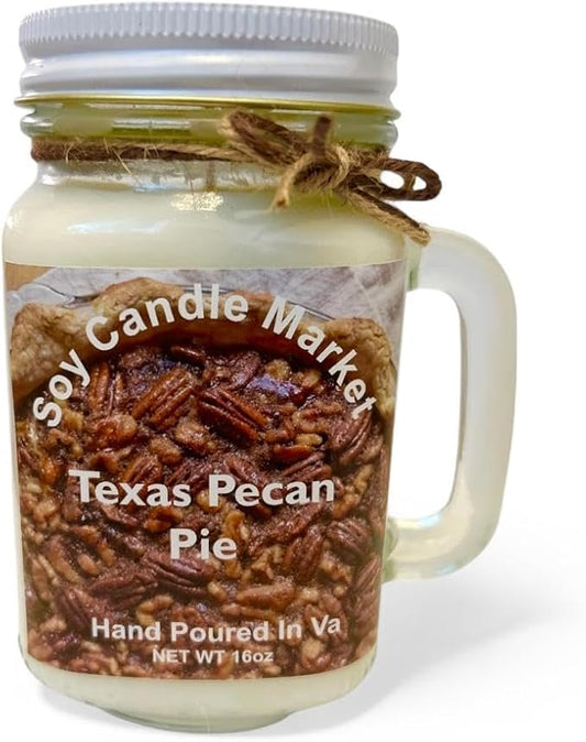 Soy Scented Candles | Handmade & Highly Aromatic Candles Burns Upto 85 Hours in Glass Jar - Perfect for Home Decor, Wedding, Birthday, Dinner (Texas Pecan Pie, 16 oz)
