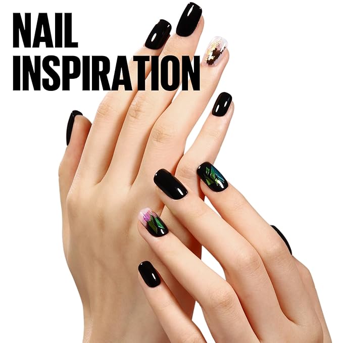 TOMICCA Black Gel Nail Polish, 15ml Black Nail Polish Fast Dry Soak Off UV LED Cure Needed Pure Color Long Lasting Nail Art Manicure Salon DIY Design