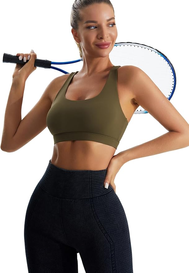 RUNNING GIRL High Impact Sports Bras for Women,Racerback Running Bra Workout Crop Tank Tops Longline Sports Bra Push up