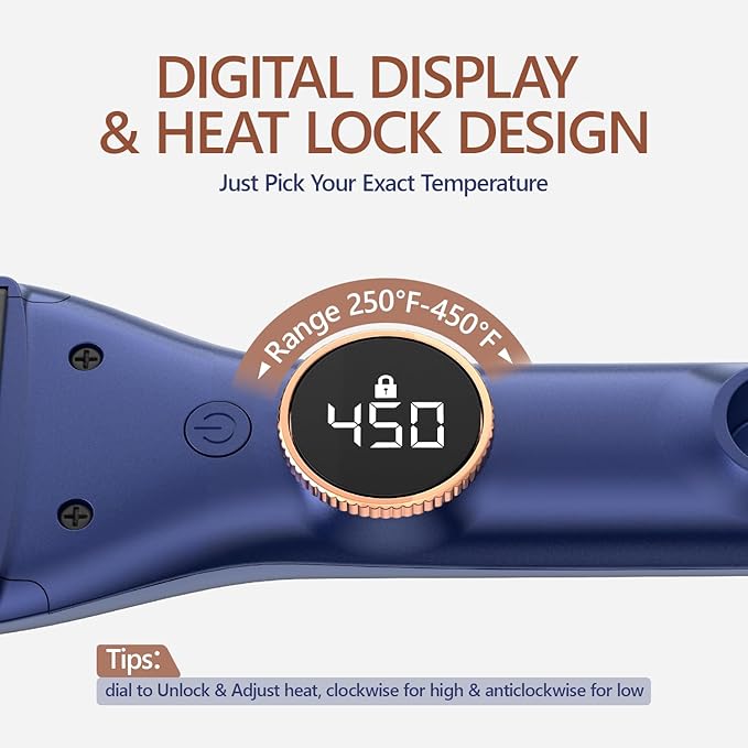 Titanium Flat Iron Hair Straightener | MIRACOMB Professional Straightening Iron Styler with Infrared Light for Straight and Smooth Styles|1.75" Premium 2 in 1 Styling Tool with Digital Heat Settings
