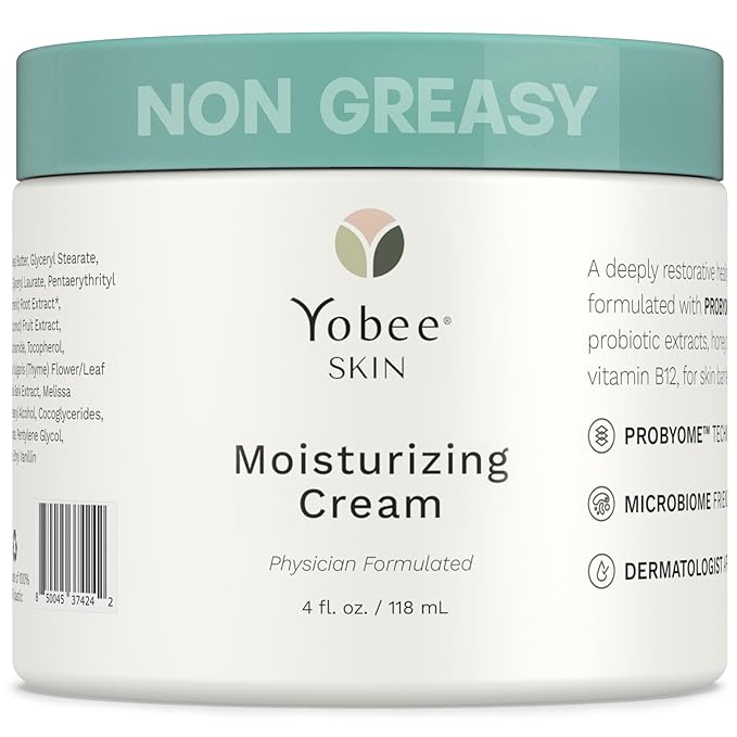 Yobee Body & Face Cream for Dry, Itchy Skin | Dermatologist Formulated | Probiotics, Honey, Turmeric, Vitamins B12 & E, Ceramides, Shea Butter | Fragrance Free | For Kids & Adults | Soothe Eczema
