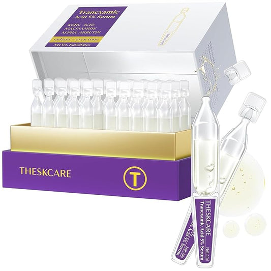 5% Tranexamic Acid Serum Ampoule for Face with Niacinamide,Kojic Acid & Alpha Arbutin,Skin Glowing Serum for Dark Spots,Even Out Skin Tone,30 Ampoules
