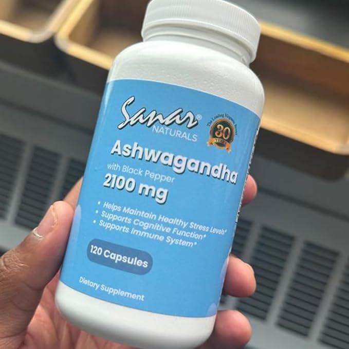 Sanar Naturals Ashwagandha 2,100 mg - Stress & Mood Support Supplement - Promotes Focus and Sustained Energy, Ashwaghanda Powder and Root Extract Blend with Black Pepper - Non-GMO, 120 Capsules