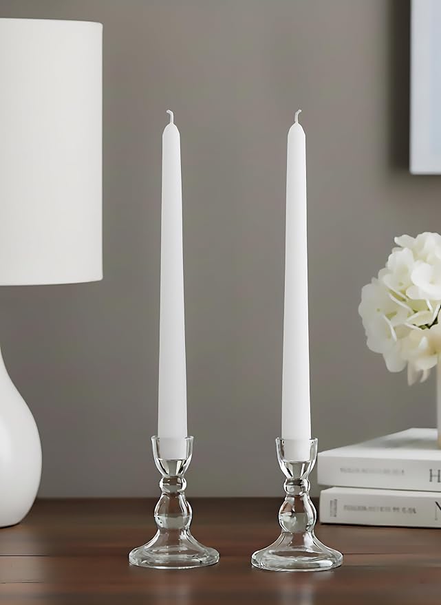 6 PK 10" Classic Taper Candles, White, 7-8 Hours Long Burning, Unscented Tall Candlesticks