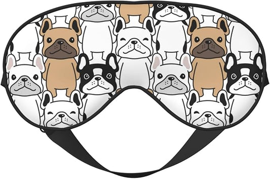 Sleep Eye Mask Cute Cartoon Bulldog Sleep Mask for Women Men Comfortable Eye Mask with Adjustable Strap Soft Eye Cover Blindfold for Travel Yoga Nap Shift Work