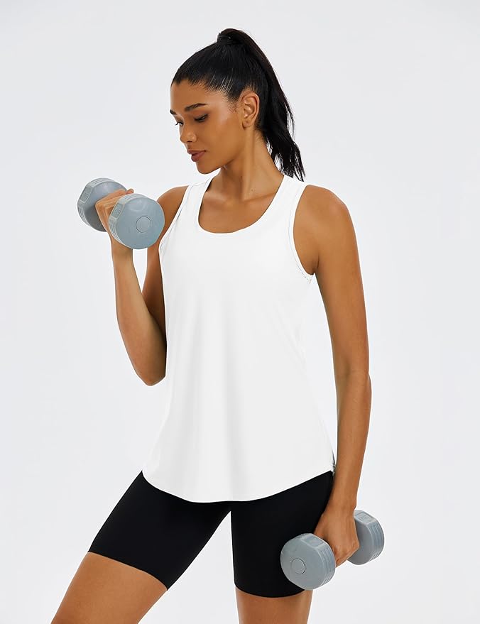 MAGCOMSEN Womens Workout Tops Racerback Tank Tops Mesh Back Breathable Sleeveless Quick Dry Running Athletic Shirts