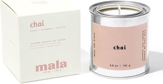 MALA Chai Clove Cinnamon & Vanilla Candle for Home – Aromatherapy Scented Candle – Vegan Soy – 45 Hour Clean Burn – Organic Non Toxic Candles – Cozy Room Decor – 6.8 oz