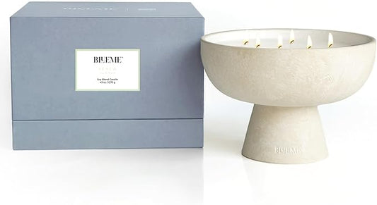BLUEME Ivy & Rose, Luxury Candle w/Essential Oils, 6 Wick, Hand-Poured Soy, Cotton Wick, Ceramic