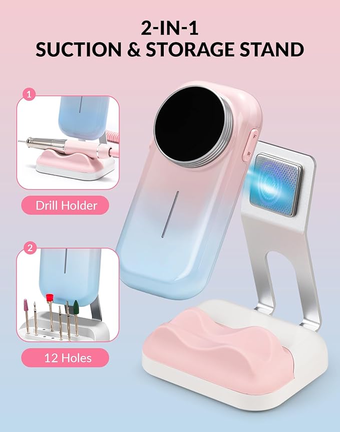 BAOSHISHAN Professional Nail Drill Machine, 20000RPM Electric Cordless Nail Drill with Base Pen Holder, Rechargeable Nail File 11 Drill Bits for Remove Gel Acrylic Nail