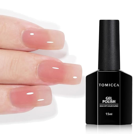 TOMICCA Gel Nail Polish - Jelly Light Pink, Quick Dry, Soak Off U V Jelly Nail Art Neutral Manicure