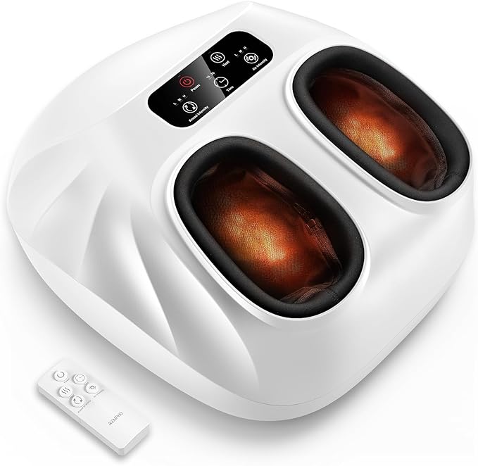 RENPHO Foot Massager Machine with Heat [2025 Upgraded], Shiatsu Foot Massager for Plantar Fasciitis, Birthday Gifts for Women, Wireless Control, Up to Size 14, WH