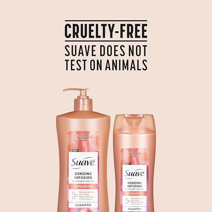 Suave Bonding Infusion Repairing Shampoo 2-Size Bundle, Intense Moisture Restores Shine & Resilience to Weak, Damaged Hair