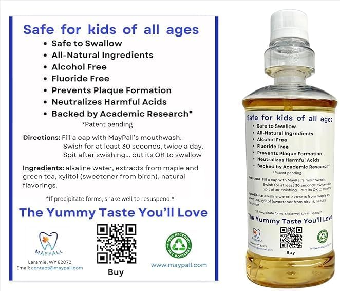 Mint Mouthwash, Safe to Swallow, Natural, Promotes Healthy Teeth, Mild Taste, No Burn, Fluoride Free, Alcohol Free, pH Balancing. 16.9oz (Pack of 2).