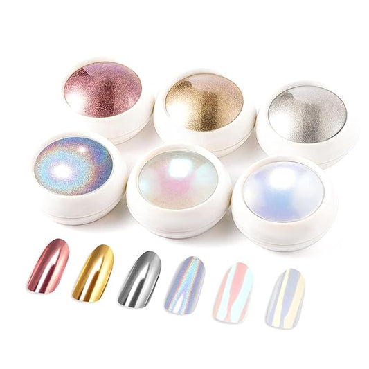 Chrome Nail Powder BISHENGYF: Super Metallic Effect Chrome Powder For Nails Gold Silver Red Laser White Pearl Nail Chrome Powder for Nails Art Decoration