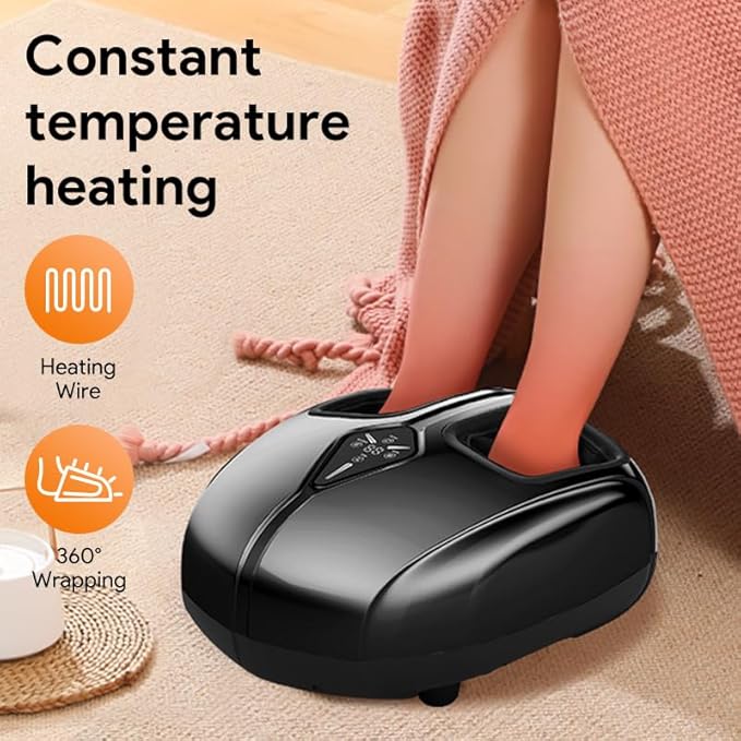 Foot Massager for Men and Women, Foot spa,Kneading, Compression, Vibration, Shiatsu Feet Massage Machine for Plantar Fasciitis, Neuropathy, Foot Warmer,Size 9-14