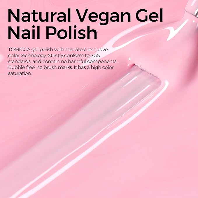 TOMICCA Baby Pink Gel Nail Polish, Light Pink UV Polish, Soak Off Cotton Candy Nail Art Pastel Manicure Salon DIY for Spring Summer