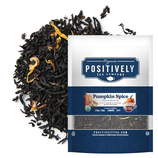 Organic Positively Tea Company, Pumpkin Spice Black Tea, Loose Leaf, 16 Ounce
