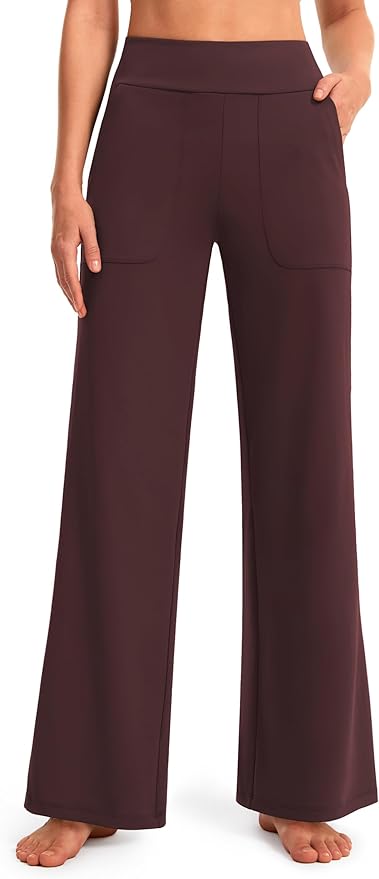 AFITNE Womens Wide Leg Yoga Pants with Pockets High Waist Stretch Dress Casual Pants Loose Lounge Sweatpants 28"/30"/32"