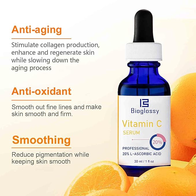 Vitamin C Serum 20%, Professional Vitamin C Face Serum Anti Aging Skin Care, Enhance Skin Radiance Reduce Fine Lines & Wrinkles for Women