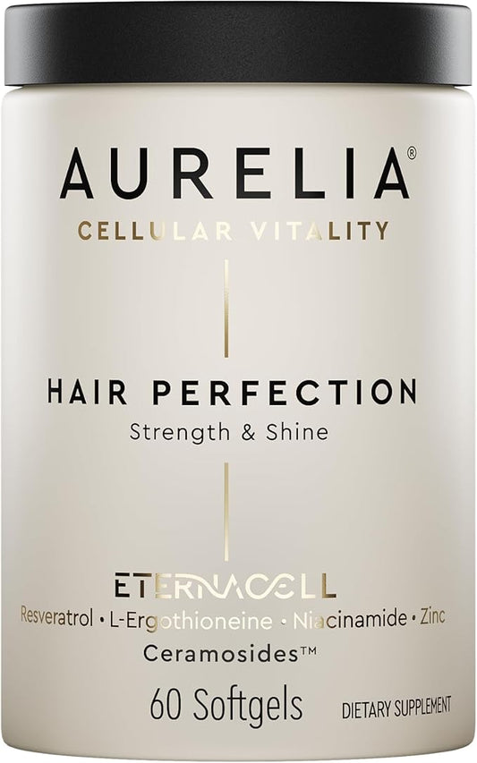 AURELIA Hair Perfection | Advanced Cellular Anti-Aging Supplement | Support Hair Growth | with Zinc, Resveratrol, Niacinamide, Ergothioneine & Ceramosides
