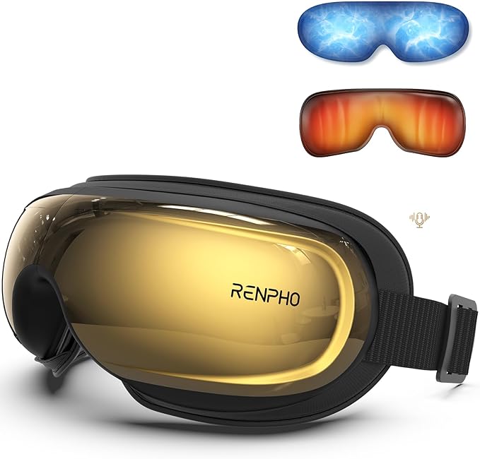 RENPHO Eyeris 3 Eye Massager with Heat and Cooling, Voice Control Eye Massager Mask for Migraines, Music Eye Care Device with DIY Massage Setting, Birthday Gifts for Women/Men