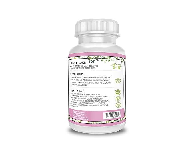 Actif Hair Growth for Women Mega Support 10+, Non-GMO, Stops 99% Hair Loss, Made in USA, 60 Count