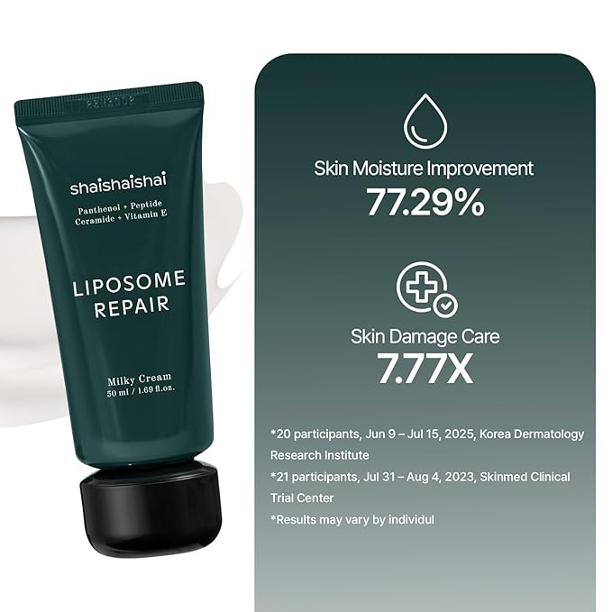 shaishaishai LIPOSOME REPAIR MILKY Cream, 72HR Intensive Hydration, Skin Barrier Repair with Urea 6%, Face Moisturizer, Collagen Boost, Korean Skincare, 1.69 fl oz