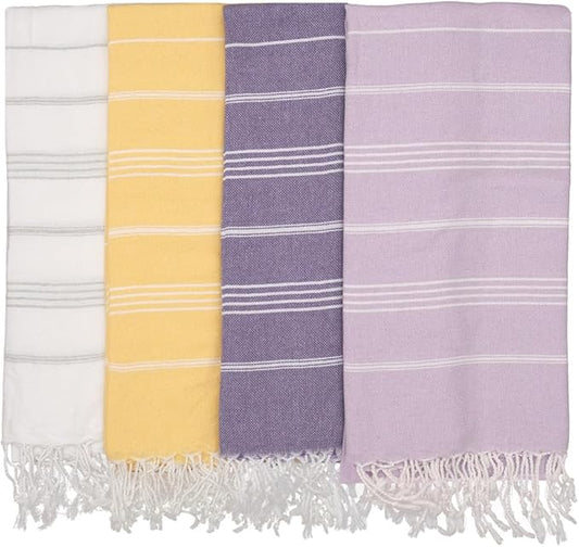 Oversized Turkish Beach Towel 38’’x71’’ - Set of 4 | 100% Turkish Cotton Lightweight Sand Free Quick Dry Pool Towels | Extra Large Bath Towels for Adults Beach Blanket Essentials