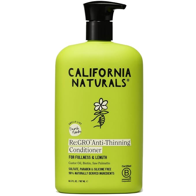 California Naturals Re:GRO Hair Conditioner, Anti-Thinning & Hair Growth Support, All Hair Types, Vegan, Natural, Cruelty Free, Silicone, Paraben & Sulfate Free Conditioner for Women & Men, 16.5 oz