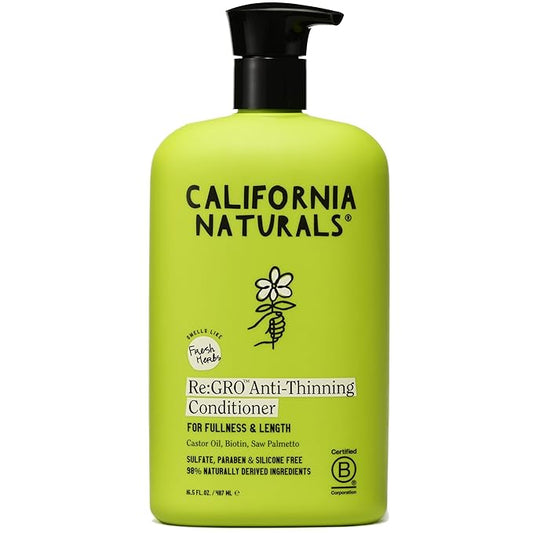 California Naturals Re:GRO Hair Conditioner, Anti-Thinning & Hair Growth Support, All Hair Types, Vegan, Natural, Cruelty Free, Silicone, Paraben & Sulfate Free Conditioner for Women & Men, 16.5 oz