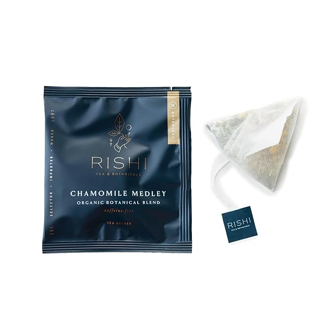Rishi Tea Chamomile Medley Herbal Tea - Organic, Caffeine Free Direct Trade Sachet Bags, Calming Chamomile Flowers with Lemon Verbena & Mint - 50 Count