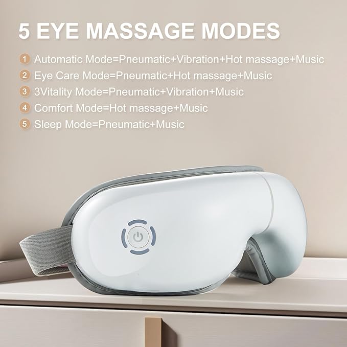 Eye Massager with Heat, Heated Eye Massager with Eye Massage, Eye Gifts with 5 Massage Modes and 180° Folding Design, Comfort & Portable, Perfect for Home, Office, or Travel