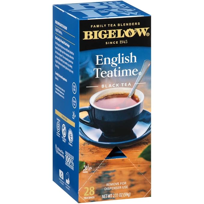 Bigelow English Teatime Tea 28-Count Box (Pack of 1) Full Caffeine Premium Black Tea Bold and Antioxidant-Rich Full Caffeine Black Tea in Foil-Wrapped Bags